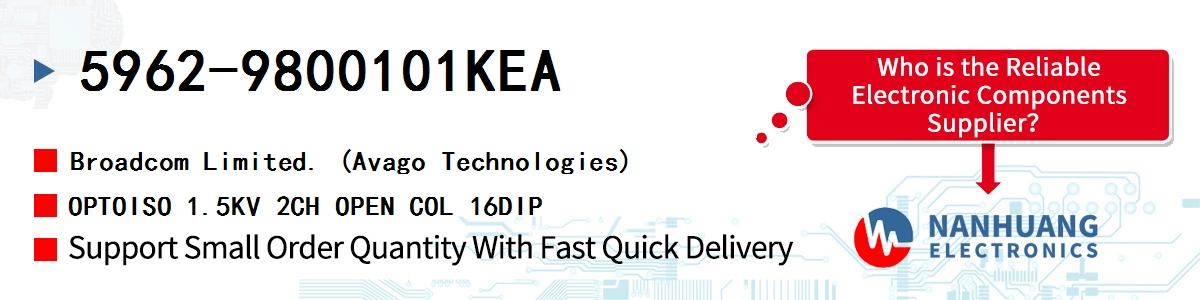 5962-9800101KEA AVAGO OPTOISO 1.5KV 2CH OPEN COL 16DIP