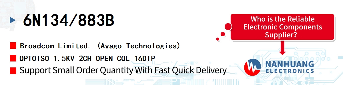 6N134/883B AVAGO OPTOISO 1.5KV 2CH OPEN COL 16DIP