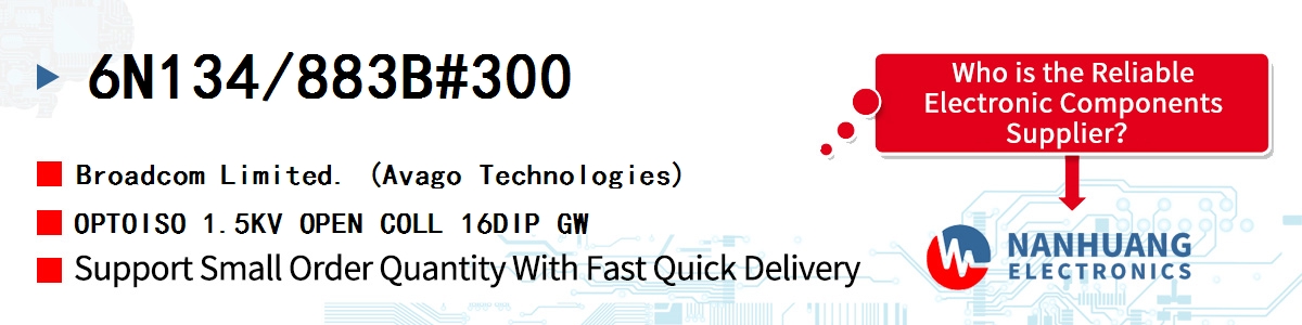 6N134/883B#300 AVAGO OPTOISO 1.5KV OPEN COLL 16DIP GW