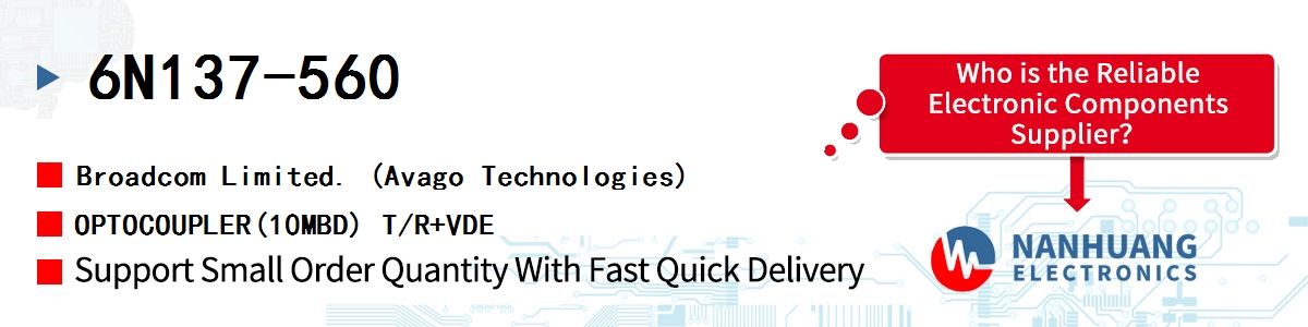 6N137-560 AVAGO OPTOCOUPLER(10MBD) T/R+VDE