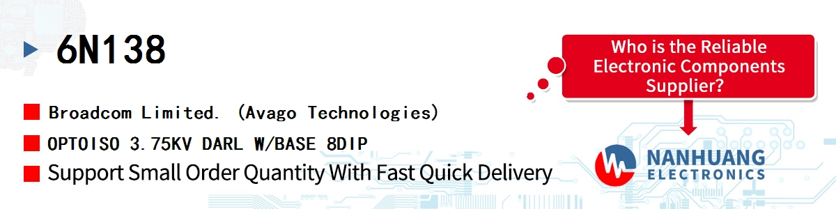 6N138 AVAGO OPTOISO 3.75KV DARL W/BASE 8DIP