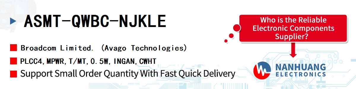 ASMT-QWBC-NJKLE AVAGO PLCC4,MPWR,T/MT,0.5W,INGAN,CWHT