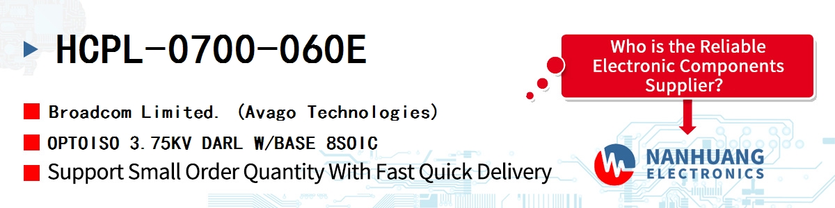 HCPL-0700-060E AVAGO OPTOISO 3.75KV DARL W/BASE 8SOIC