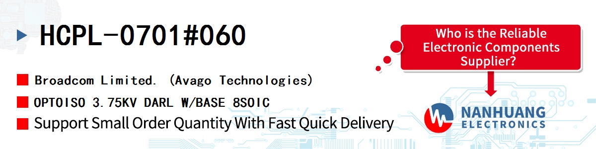 HCPL-0701#060 AVAGO OPTOISO 3.75KV DARL W/BASE 8SOIC