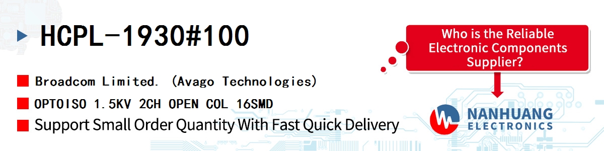 HCPL-1930#100 AVAGO OPTOISO 1.5KV 2CH OPEN COL 16SMD