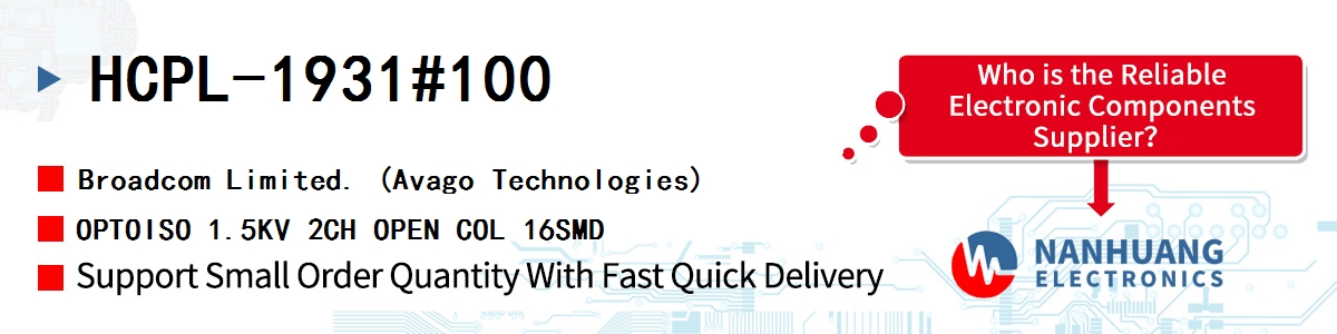 HCPL-1931#100 AVAGO OPTOISO 1.5KV 2CH OPEN COL 16SMD