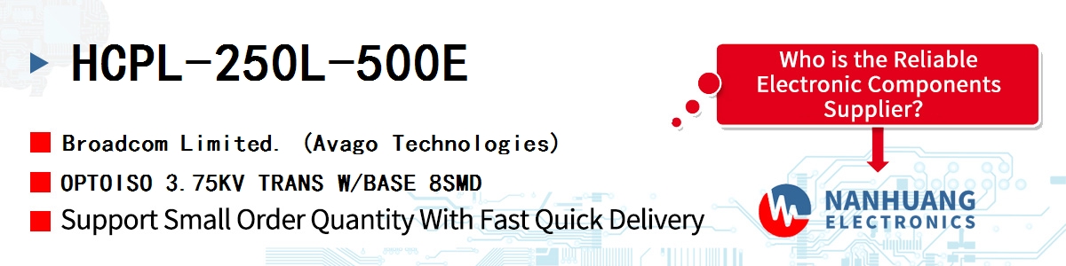 HCPL-250L-500E AVAGO OPTOISO 3.75KV TRANS W/BASE 8SMD