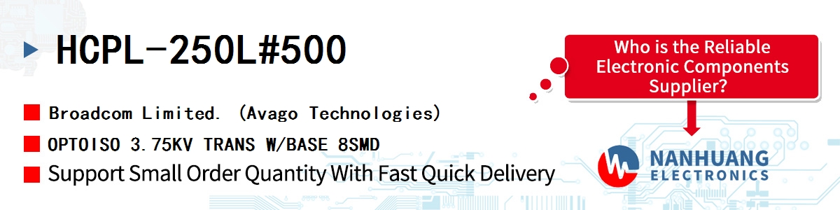 HCPL-250L#500 AVAGO OPTOISO 3.75KV TRANS W/BASE 8SMD