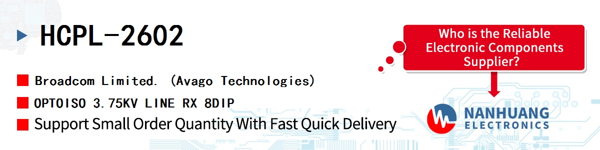 HCPL-2602 AVAGO OPTOISO 3.75KV LINE RX 8DIP