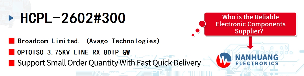 HCPL-2602#300 AVAGO OPTOISO 3.75KV LINE RX 8DIP GW