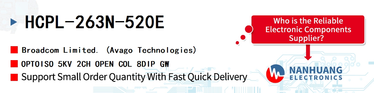 HCPL-263N-520E AVAGO OPTOISO 5KV 2CH OPEN COL 8DIP GW