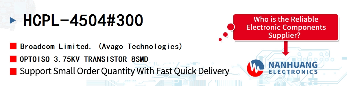 HCPL-4504#300 AVAGO OPTOISO 3.75KV TRANSISTOR 8SMD