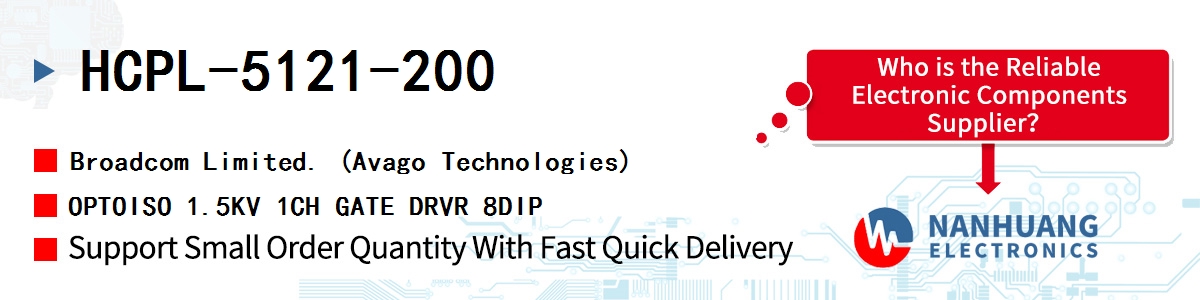HCPL-5121-200 AVAGO OPTOISO 1.5KV 1CH GATE DRVR 8DIP