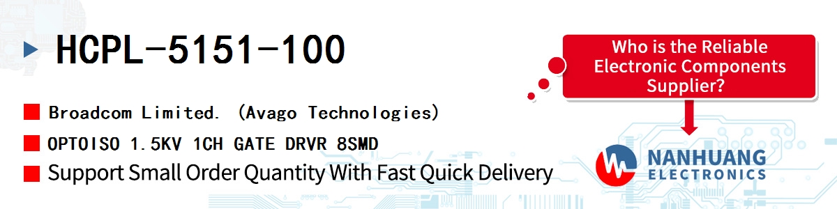 HCPL-5151-100 AVAGO OPTOISO 1.5KV 1CH GATE DRVR 8SMD