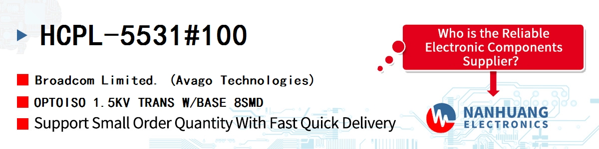 HCPL-5531#100 AVAGO OPTOISO 1.5KV TRANS W/BASE 8SMD