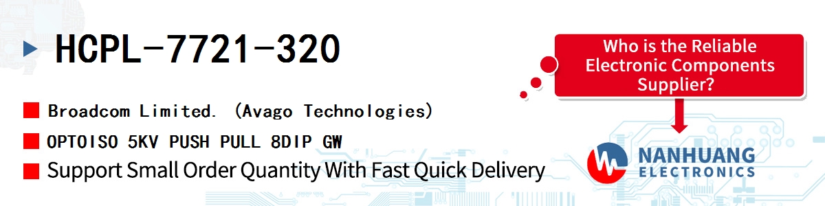 HCPL-7721-320 AVAGO OPTOISO 5KV PUSH PULL 8DIP GW