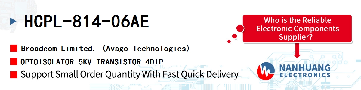 HCPL-814-06AE AVAGO OPTOISOLATOR 5KV TRANSISTOR 4DIP