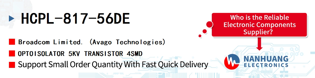 HCPL-817-56DE AVAGO OPTOISOLATOR 5KV TRANSISTOR 4SMD