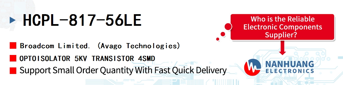 HCPL-817-56LE AVAGO OPTOISOLATOR 5KV TRANSISTOR 4SMD
