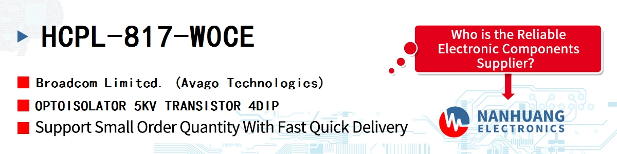 HCPL-817-W0CE AVAGO OPTOISOLATOR 5KV TRANSISTOR 4DIP