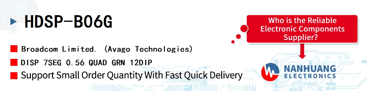 HDSP-B06G AVAGO DISP 7SEG 0.56 QUAD GRN 12DIP