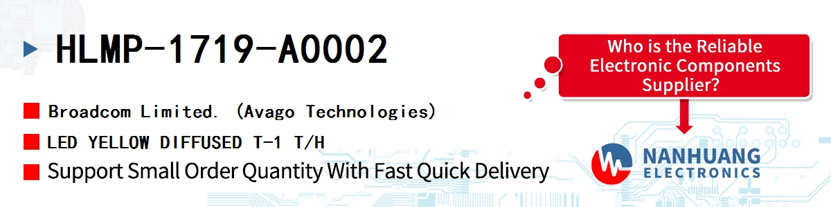 HLMP-1719-A0002 AVAGO LED YELLOW DIFFUSED T-1 T/H