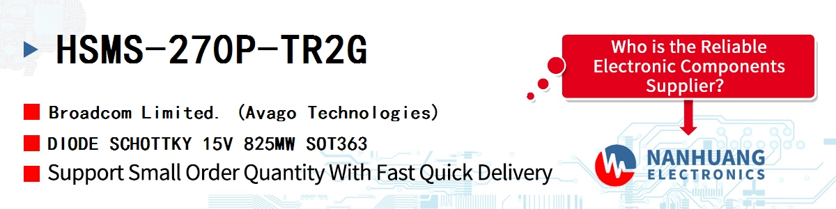 HSMS-270P-TR2G AVAGO DIODE SCHOTTKY 15V 825MW SOT363