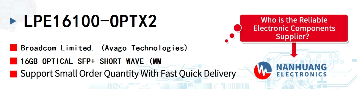 LPE16100-OPTX2 AVAGO 16GB OPTICAL SFP+ SHORT WAVE (MM